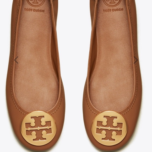Tory Burch Shoes - Brand New Tory Burch Minnie Ballet Multi Logo Tan Leather Flats Woman’s Size 8